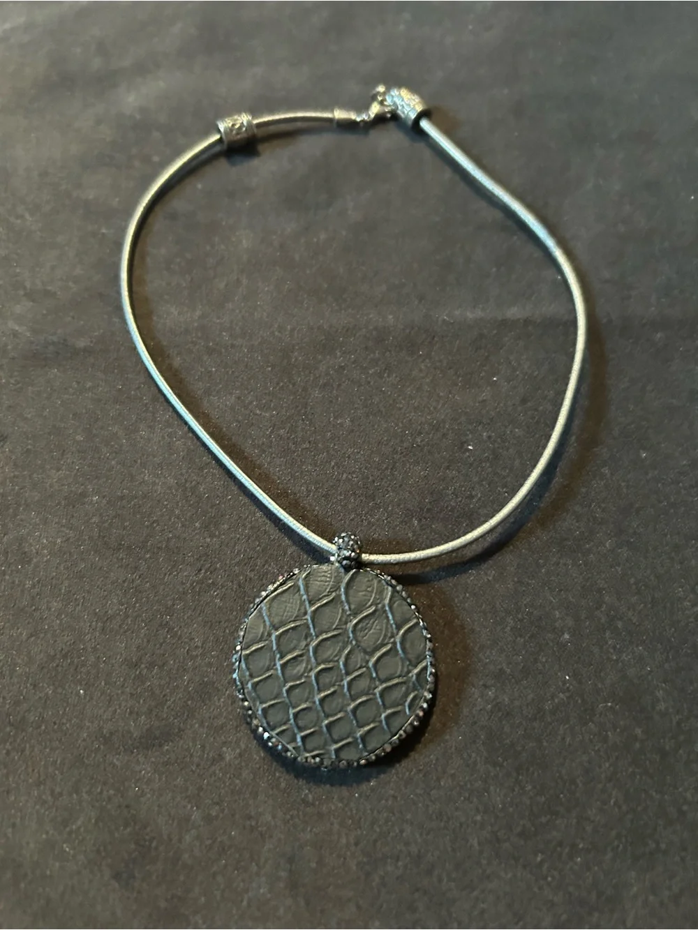 Evil Eye Pavé Pendant Necklace in Black and Blue rhinestone choker